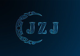Low poly letter logo JZJ design. JZJ letter logo low poly vector design on blue color gradient background. JZJ logo low poly design