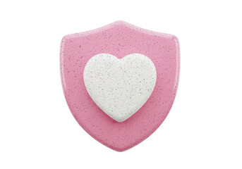 Pink Shield with White Heart Symbolizing Love Care and Protection