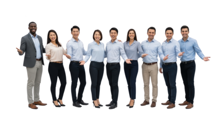 Professional diverse business team welcoming you showing team, business, people suitable for corporate presentation, editorial publication,