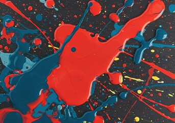 Vibrant colorful paint spills and drips across a flat surface, creating an interesting abstract pattern. A messy yet artistic expression ,creative background ,art ,surface