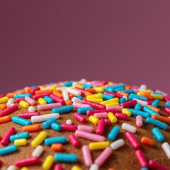 Vibrant colorful sprinkles create an irresistible and delightful topping on a sweet treat, enhancing its delicious appeal and adding joy ,dessert ,colorful ,delight