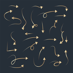 Hand drawn arrow icons set. Sketch arrow design for business plan and education. Circle arrows, rotate arrow, redo process symbol with file