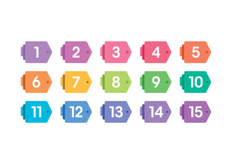 Numbers 1-15 concept. Numbers 1-15 for education, business, technology world