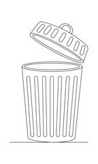 A vector illustration of a steel trash can icon symbol for garbage, waste, and recycling container deletion