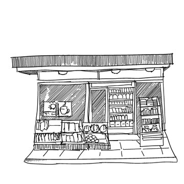 minimarket sketch drawing 