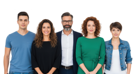 High quality illustration of diverse group of professionals smiling representing group, team, people for modern visual