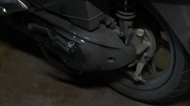 Motorcycle engine accelerating and decelerating, creating a loud, throaty engine revving and drop-off sound.