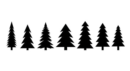 Obraz premium Set of diverse evergreen tree silhouettes, perfect for nature-inspired graphic designs