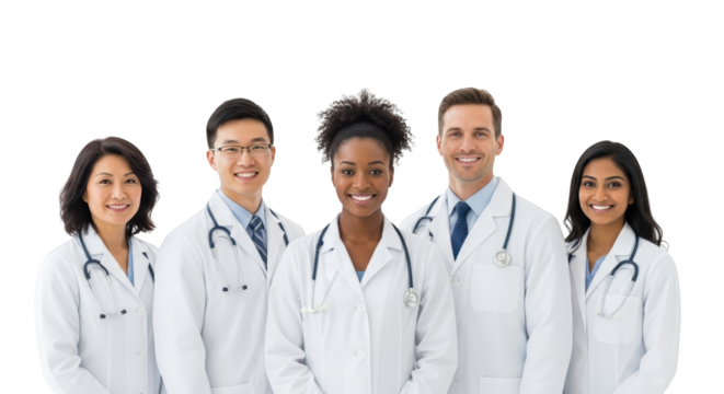 Diverse team of smiling doctors showing detailed concept of doctors, team, healthcare with professional style and - Powered by Adobe