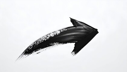 Bold, upward-curving black arrow painted on white background, conveying direction and movement