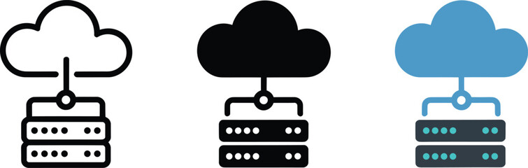 Cloud computing server rack connection icon network technology data center storage system