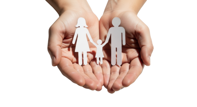 Family symbol held in loving hands concept illustrating family, hands, holding created for business, marketing, advertising, - Powered by Adobe