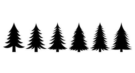 Obraz premium Silhouetted Evergreen Trees Minimalist Forest Icon Set