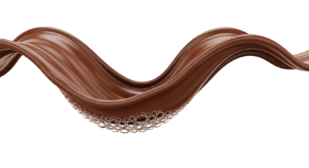 Creative flowing chocolate wave with bubbles representation emphasizing chocolate, wave, liquid with elegant tones and balanced