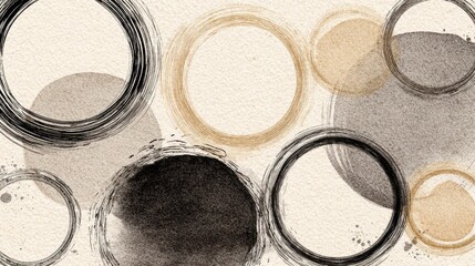 Organic circle brush rings with ink splatters: versatile frame design for logos, invitations, and layouts