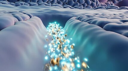 Enzyme activation pathways, showing zymogen granules inside acinar cells moving in synchronized motion