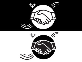 Handshake Agreement and Partnership Icon black and white set