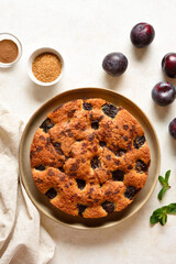 Autumn homemade plum pie