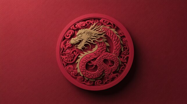 Chinese dragon design in red and gold, perfect for lunar new year celebrations