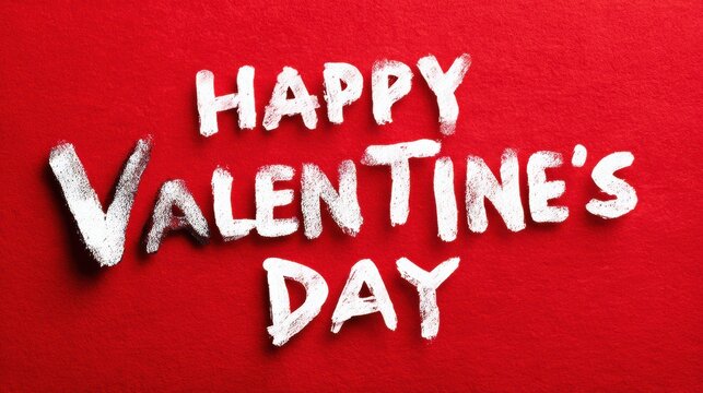 Happy Valentine's Day message written in white on a red background