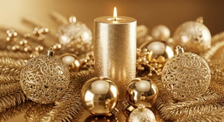 golden christmas candle
