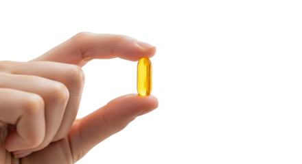 High quality illustration of hand holding omega3 fish oil capsule representing omega-3, fish, oil for modern