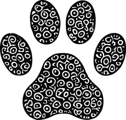 Decorative Animal Paw Print Silhouette – Isolated on Transparent Background Black Vector Illustration