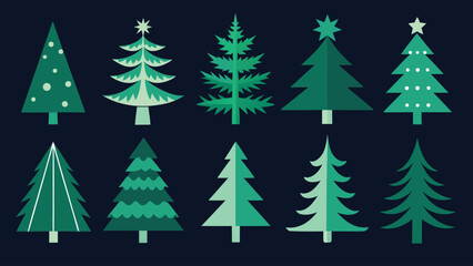 Multiple Christmas tree SVG designs, ideal for crafting, digital projects, and festive decorations..eps