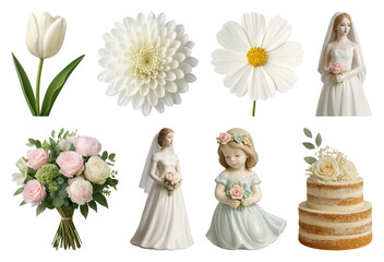 Fototapeta premium Elegant floral wedding decor elements