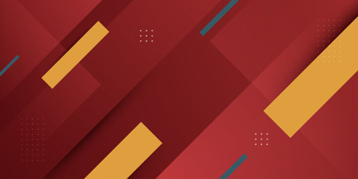 Abstract red banner background with orange and green stripe lines pattern element design. Simple and elegant style background concept.