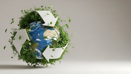 Green Earth with Recycle Symbol: Eco-Friendly, Sustainability Concept