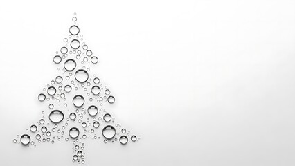 Minimalist Christmas Tree, Water Droplets, White Background, Festive Holiday