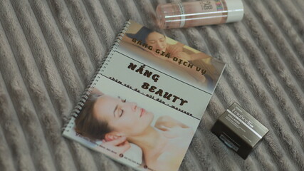 spa menu and some cosmetics