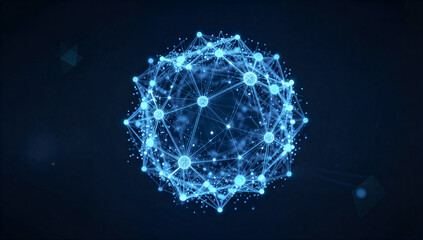 Abstract technology background in blue and cosmic dark tones.