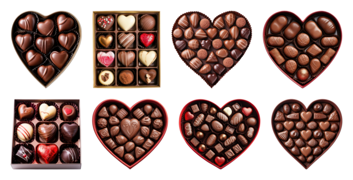 Assorted heart-shaped chocolate boxes