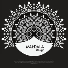 Mandala design round luxury design golden brush text.