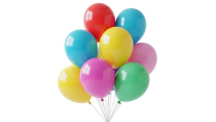 Bunch of colorful balloons for celebration and party isolated on transparent background