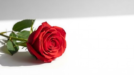Single Red Rose on White Background: Love, Romance, Valentine's Day