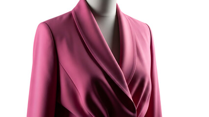 Elegant pink blazer drape on mannequin isolated on transparent background for fashion design