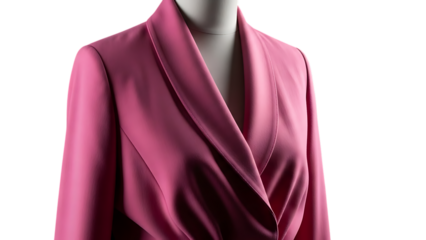 Elegant pink blazer drape on mannequin isolated on transparent background for fashion design