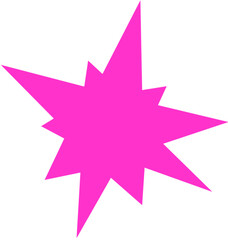 Pink abstract starburst shape with sharp irregular points forming a bold dynamic geometric icon on white background 