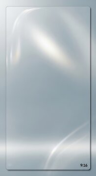 Translucent light gray panel with rounded corners abstract luminous streaks and subtle shadow on a light gray background 916 text