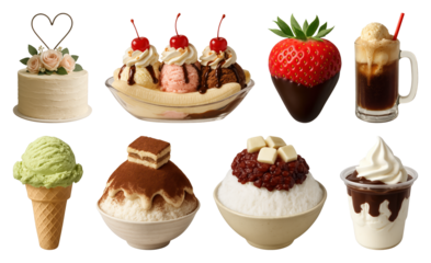 Delicious desserts in various forms