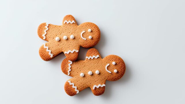Festive gingerbread cookies on white background with smiling faces