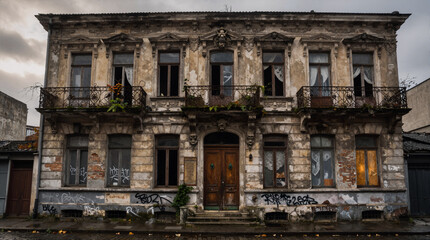 Abandoned 19th-century bourgeois townhouse in the historic city center