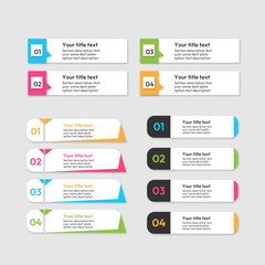 Set of vector infographics colored templates on white plates your text and information for your business
