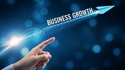 Business Growth Concept: Paper Airplane with Finger Guiding Its Flight