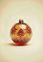 Sophisticated Jewel Tone Deep Glass Bauble with Gold Leaf Accents Luxury Ornament Isolated Premium