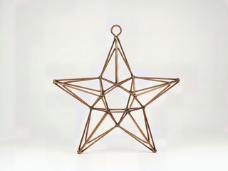 Minimalist Geometric Copper Wire Star Ornament Modern Contemporary Christmas Isolated Clean Background