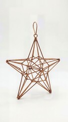 Minimalist Geometric Copper Wire Star Ornament Modern Contemporary Christmas Isolated Clean Background